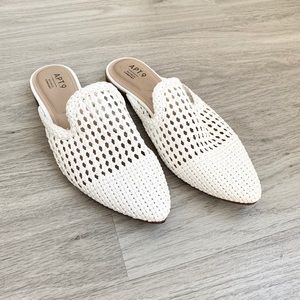 Apt. 9 White Woven Mules